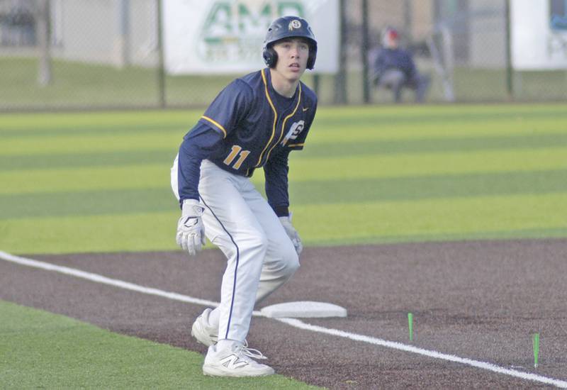 Sterling's Jack Saathoff rounds third against DeKalb. The action took place at Gartner Park in Sterling on Thursday, April 3, 2025.