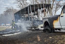 Fire destroys pickup truck, trailer and contents Saturday near Marengo