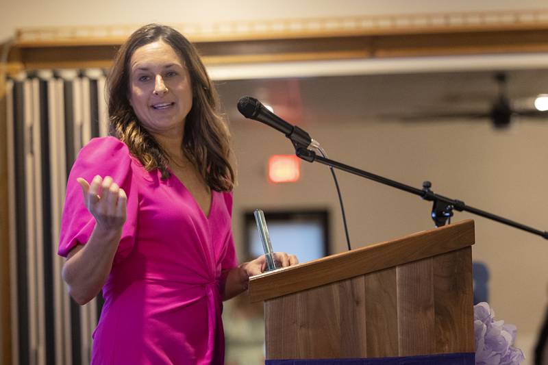 Mandy Hinkey accepts one of the 4 under 40 awards Friday, April 17, 2026, at the Best of Dixon celebration.