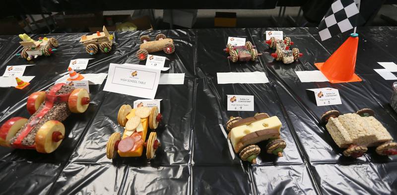 A view of some of the edible cars during the 29th annual Edible Car Contest on Wednesday, Feb. 26, 2025 in the cafeteria at Illinois Valley Community College.