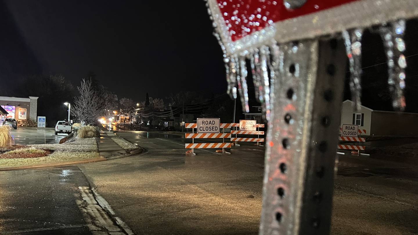 A section of East State Road in Sycamore was closed Wednesday night because of a downed power line. An Illinois Department of Transportation official said he wasn't sure when the road would be reopened.