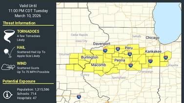 Tornado watch issued for Illinois counties along and south of Interstate 80