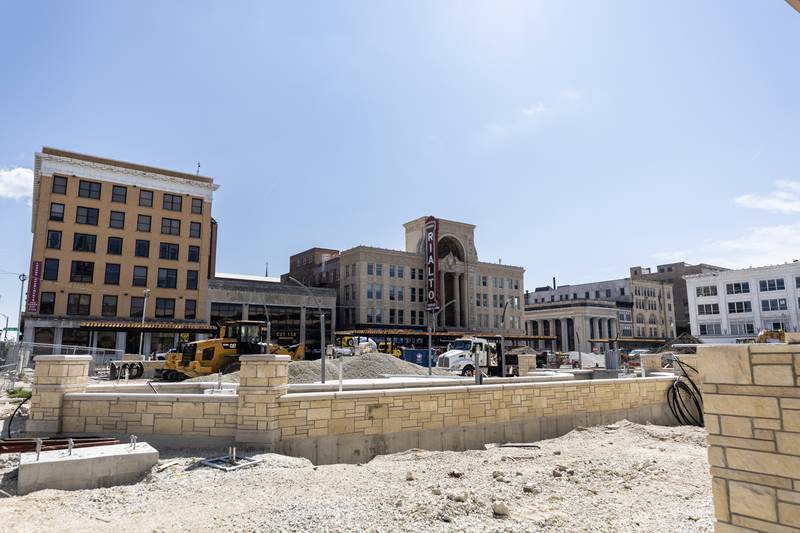Construction continues on the city square project in Downtown Joliet on Sept. 4, 2025.