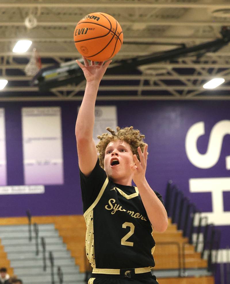 Sycamore's Logan Hodges gets to the basket against Rochelle Friday, Dec. 5, 2025, during their game at Rochelle High School.
