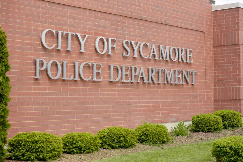 Sycamore Police Department sign in Sycamore, IL on Thursday, May 13, 2021.