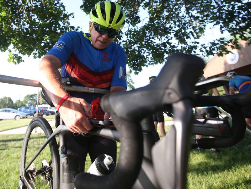 Gary Miller of Princeton, prepares his GPS before departing Zearing Park during the Z Tour event on Saturday June 21, 2025 in Princeton.