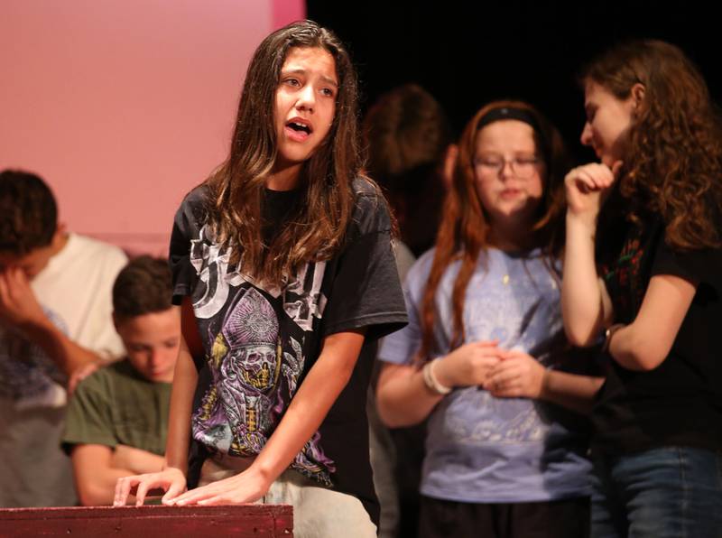 Brynlen Bock acts out a scene on Tuesday, July 29, 2025 at Stage 212 in La Salle.