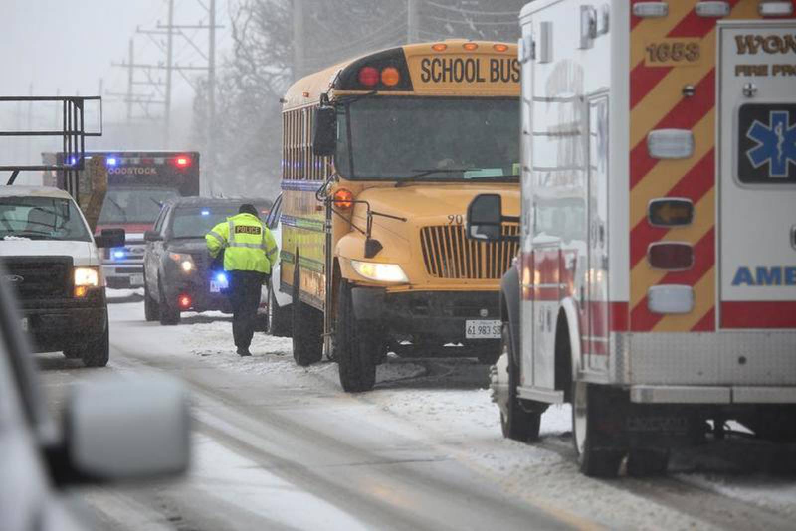 Woodstock School District 200 bus with students aboard involved in