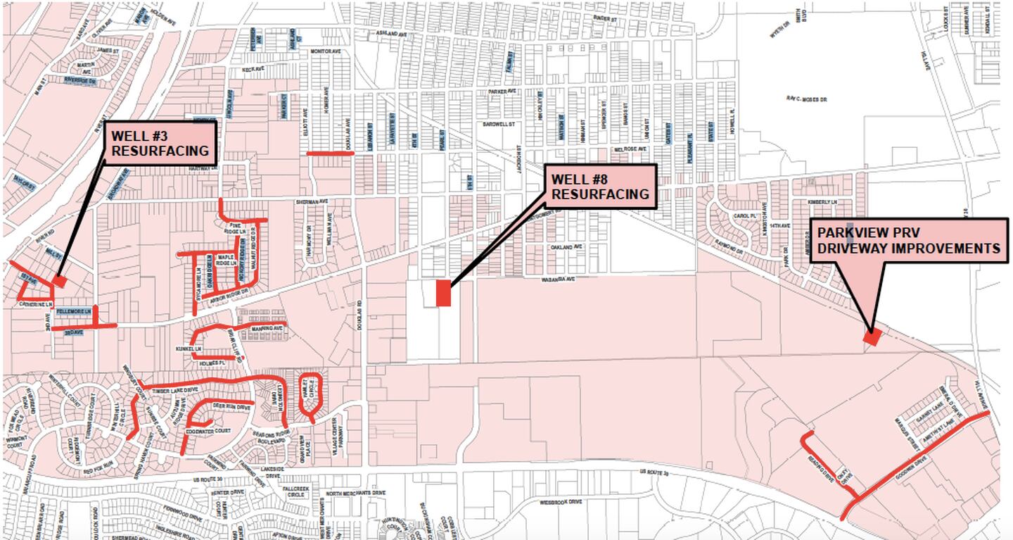 Streets on Montgomery's near east side highlighted in red are targeted for resurfacing next spring.