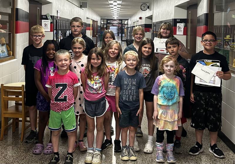 Woodland Elementary School, south of Streator, participated in a coloring contest for the upcoming Long Point sesquicentennial coming up in July. Pictured are some of the winners.