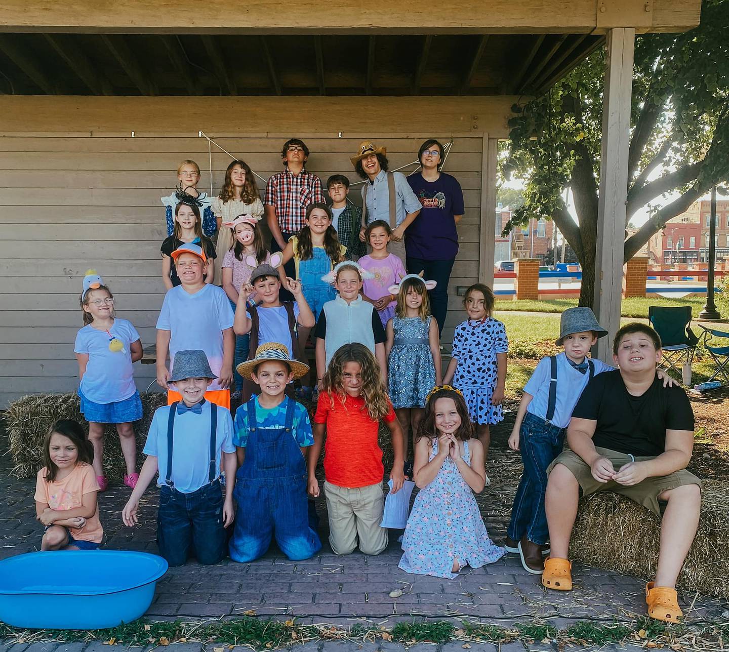 The youth cast of "Charlotte's Web" prior to a performance at Knudson Park in Marseilles.