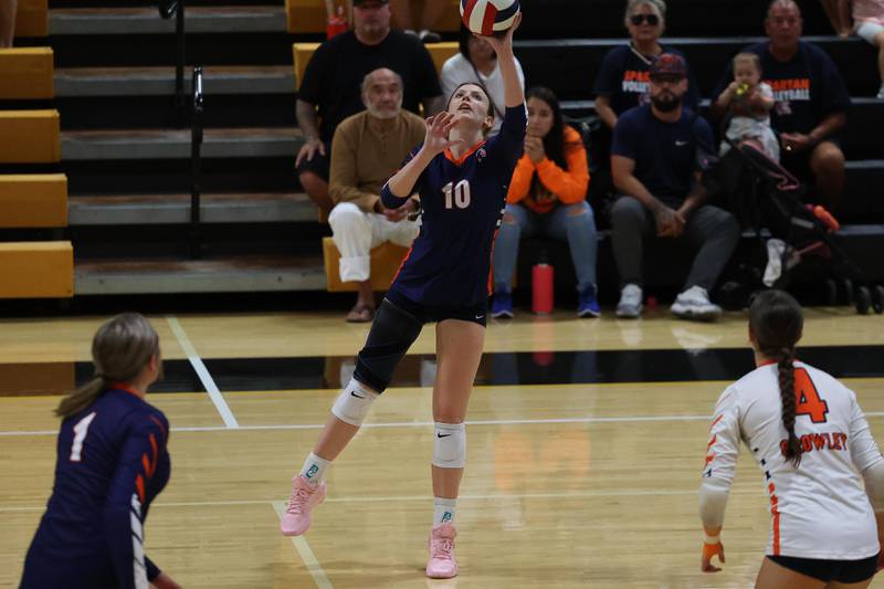 Romeoville’s Kameron Blizniak keeps the volley alive against Joliet West on Thursday, Sept. 5, 2024 in Joliet.
