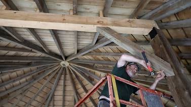 Historic 8-sided barn taken down piece by piece, rebuilt at Richardson Adventure Farm to be event venue