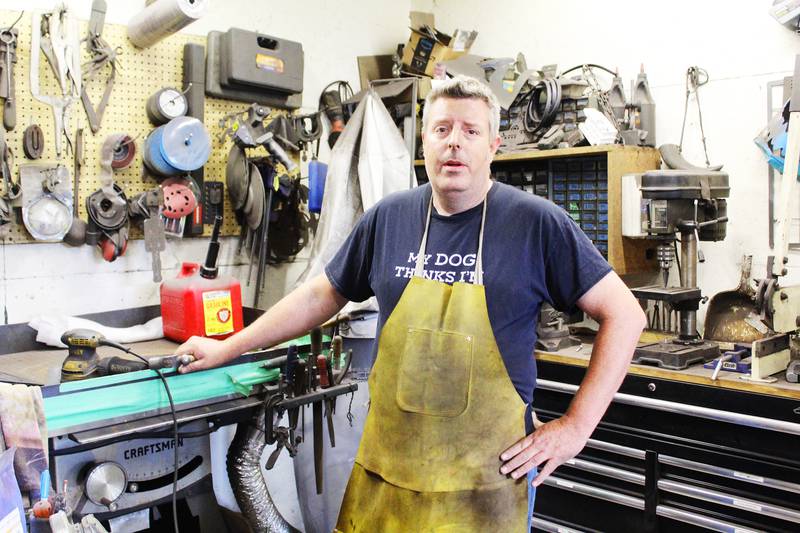 Trobey Trotter can often be found in his Dixon home workshop after he leaves his day job at Sewer Equipment in town. Trotter creates signs and other pieces out of metal at Trobey's Forge.
