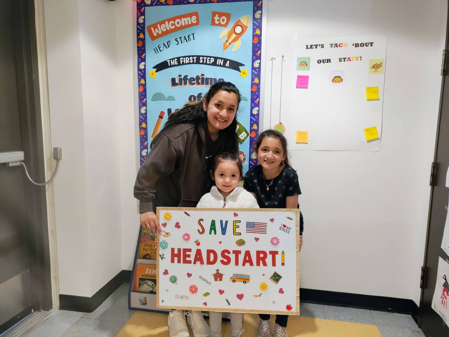 Priscilla Manzo is pictured with her daughters in support of Will County's Head Start program.