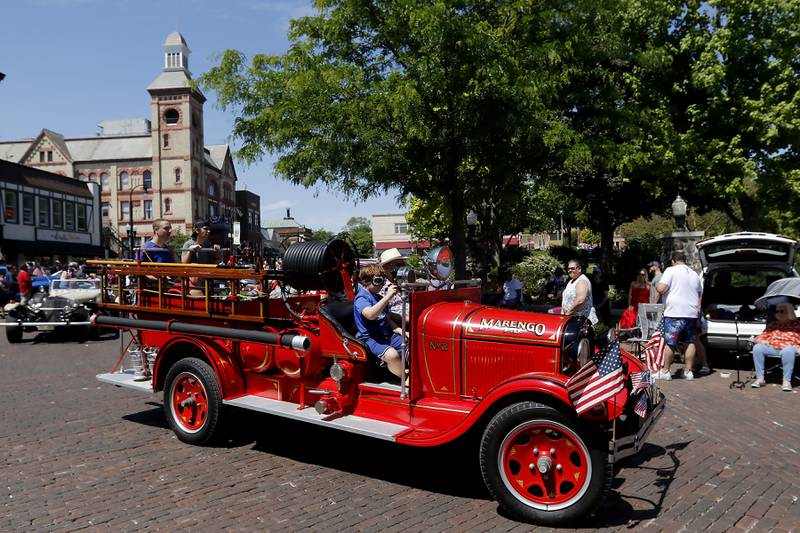 An old Marengo fire track during the Woodstock VFW Post 5040 City Square Memorial Day Ceremony and Parade on Monday, May 29, 2023, in Woodstock.