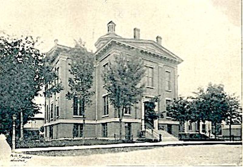 Old courthouse and sheriff’s house in Woodstock.