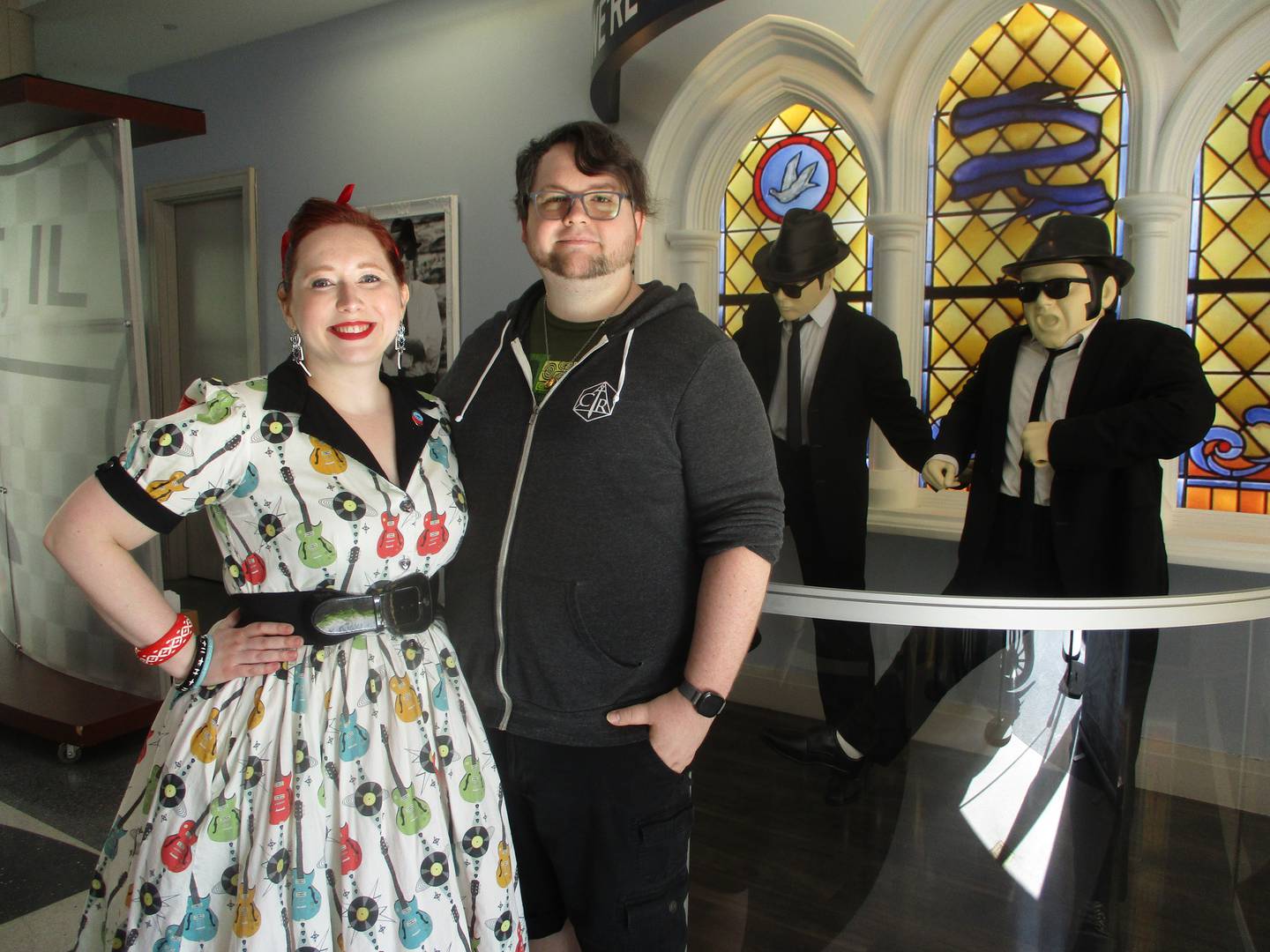 Emily (left) and Jody Hinderliter pause for a moment at the Joliet Area Historical Museum before starting their trip on Saturday during the Red Carpet Festival for Route 66.