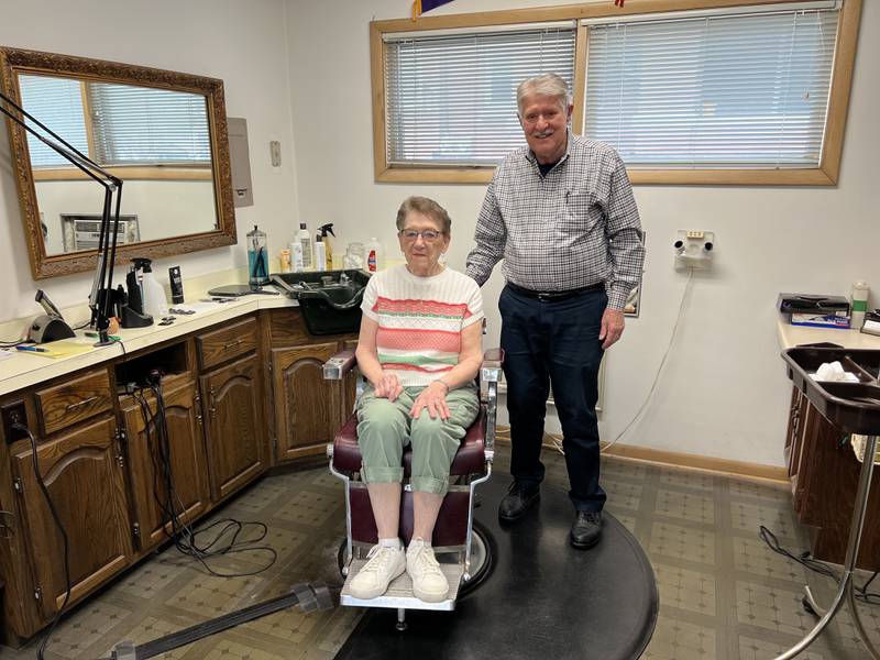 Sharon Henderson sits next to Don Henderson, on April 17, 2025. The couple has been married 67 years and will officially enjoy retirement together in May.