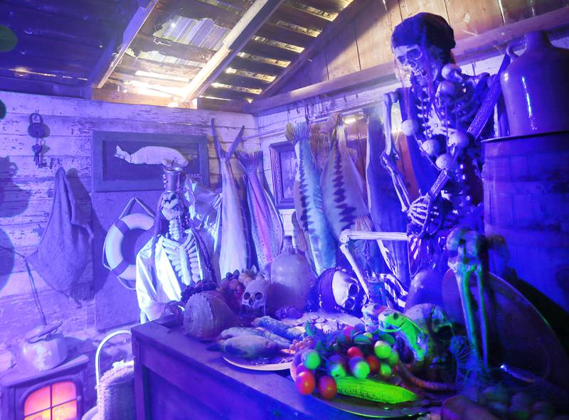 A view of the pirate room inside the Nightmare on Fairgrounds Road Haunted Attraction on Monday, Sept. 29, 2025 at the Bureau County Fairgrounds in Princeton. Every year, the old, creepy, barns at the Bureau County Fairgrounds are transformed into the stuff of nightmares. The Nightmare on Fairgrounds Road is in it’s 22nd year. This year’s event features: haunted barns, bonfire, and souvenirs. The popular haunted house is open Friday's and Saturday's from 7p.m.-10p.m. at the Bureau County Fairgrounds in Princeton. Admission is $20 for kids age 8 and older.