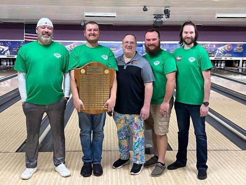 JT Dant won his seventh Princeton Master Bowling championship, defeating Sam Lawrence in the title match Sunday at Pin Splitter Lanes.. He's joined by Lawrence (left), third-place Joe Zokal. fourth-place AJ Egan and fifth-place Michael McClure.