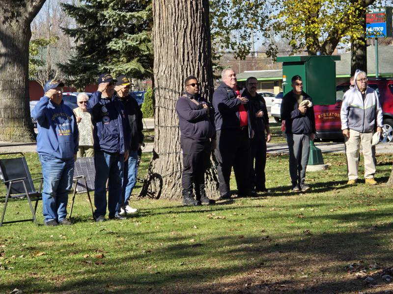 "The Star Spangled Banner" is performed by the Streator Grade School Band on Monday, Nov. 11, 2024, at Streator City Park.
