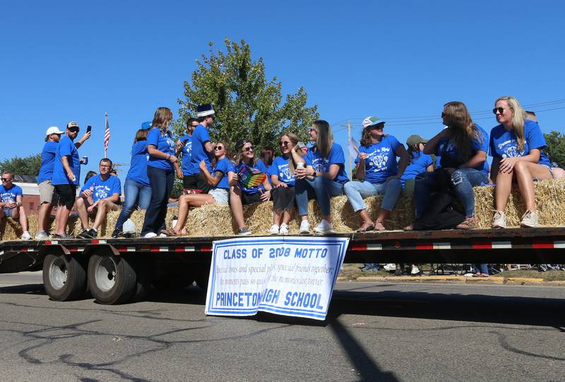 The Princeton High School class of 2008 rides on a float during the 52nd annual Homestead Festival parade on Saturday, Sept. 9, 2023 in Princeton.