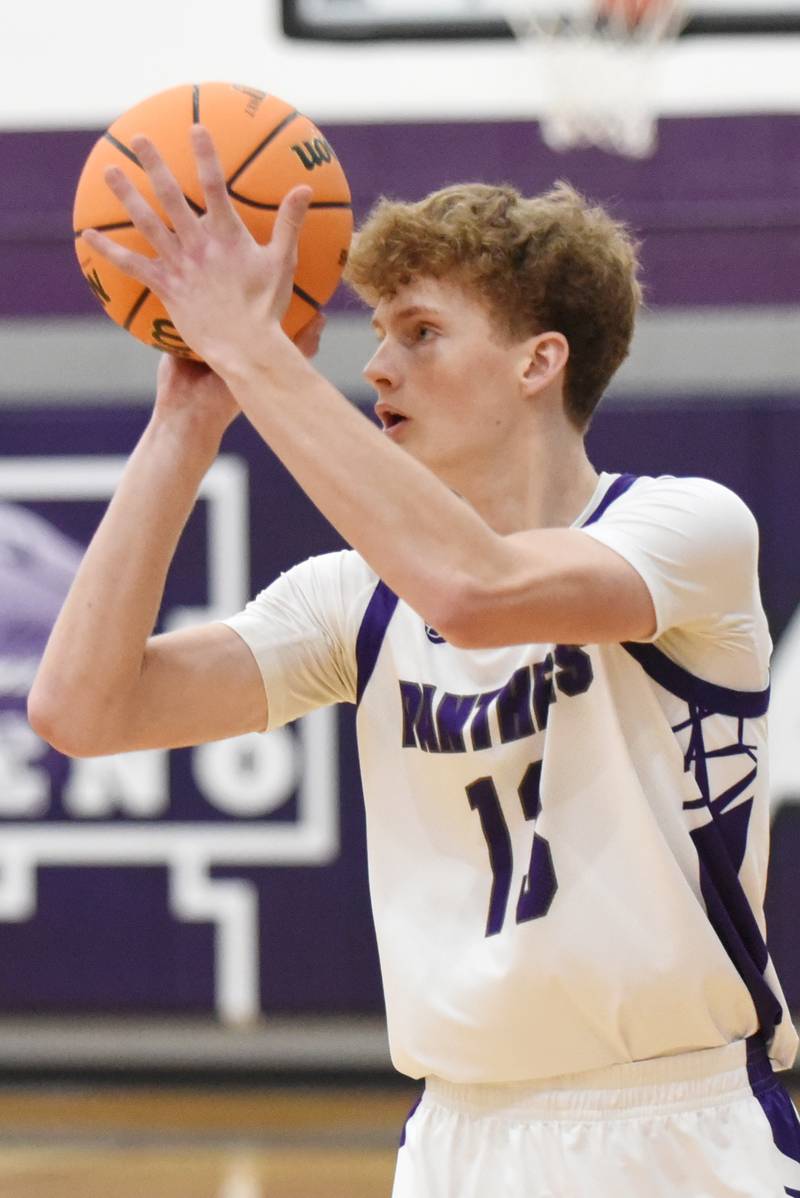 Manteno's Ramsey Owens shoots a 3-pointer during a game at Bradley-Bourbonnais Saturday, Dec. 6, 2025.