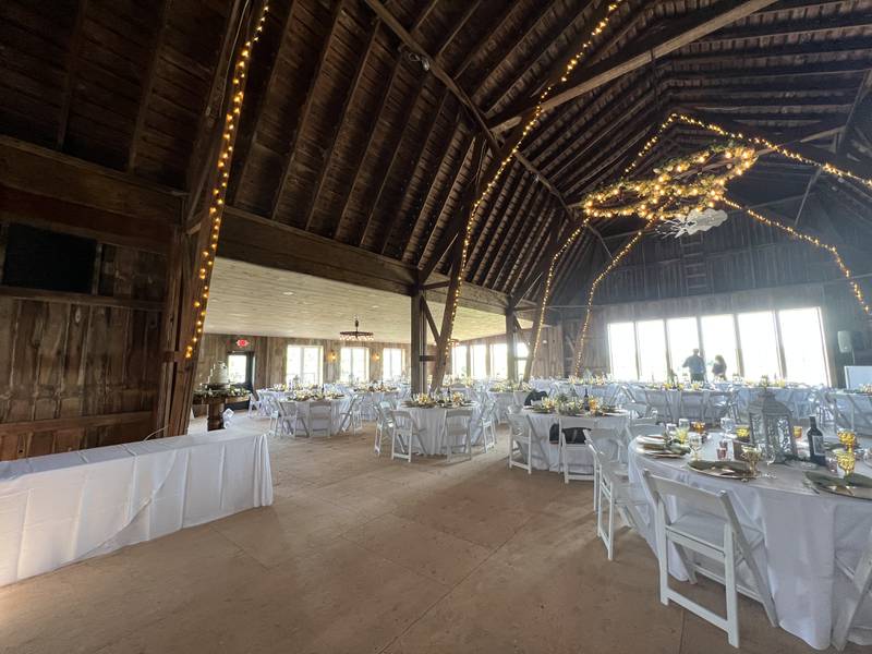 The inside of the Crystal Creek Barn Venue during the first wedding held at the location in June, 2023.