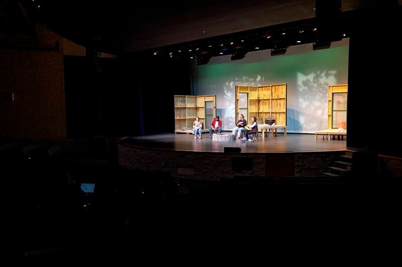 The play “Small Mouth Sounds” takes place in a camp-like setting with a silent retreat theme so dialogue is minimal. Anna Hutchinson plays the part of Teacher who narrates off stage.