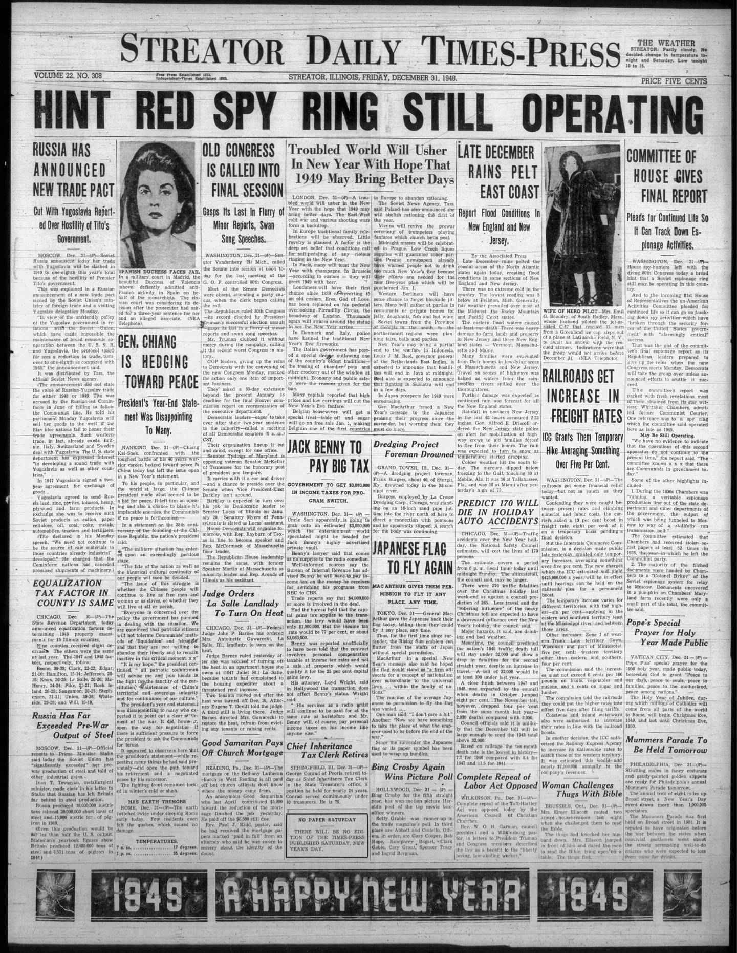 The Streator Daily Times-Press on Dec. 31, 1948.