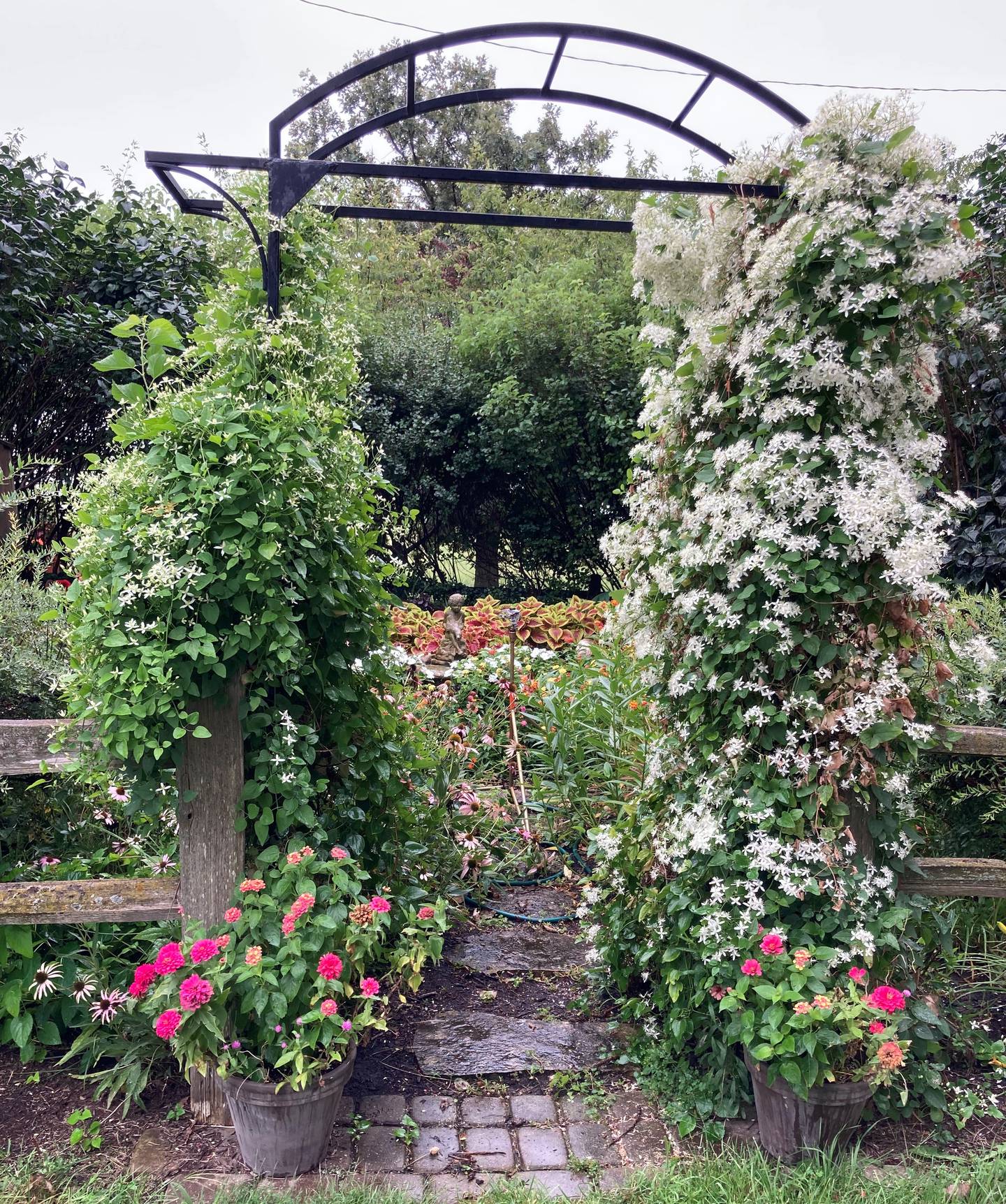 The Risses welcome visitors to their ever-evolving garden. Take a stroll where the butterflies have their own flowers and you may even get a quick peek at the fairies.