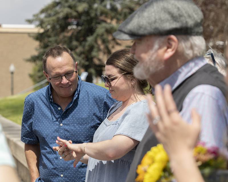 Tim Walsh celebrates the engagement with daughter Emma Saturday, April 27, 2024.