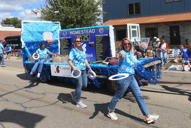 The Central Bank Float passes down South Main Street during the 54th annual Homestead Festival parade on Saturday, Sept. 6, 2025 in Princeton.