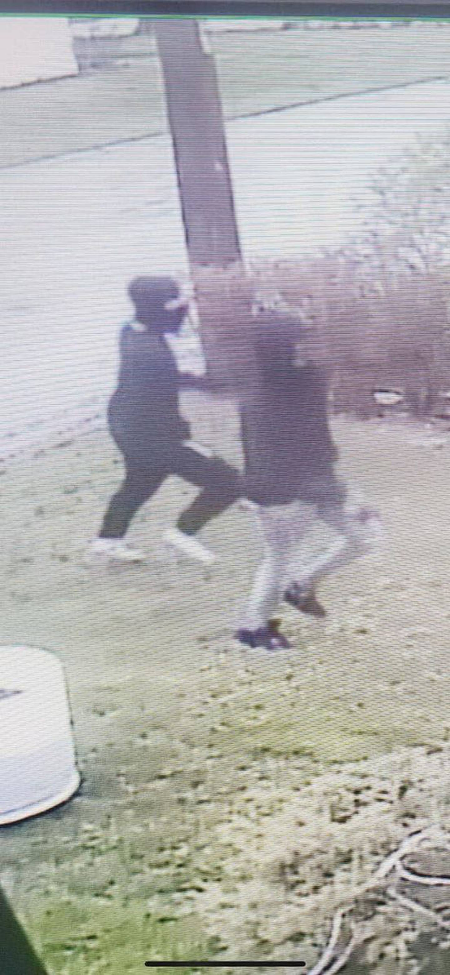 The Crest Hill Police Department posted on its Facebook page these images from security cameras in the area of ​​the shooting on Theodore Street on Tuesday, April 2.  The two people in this image were seen north of Merichka's restaurant between 1pm and 2pm on Tuesday, according to police.