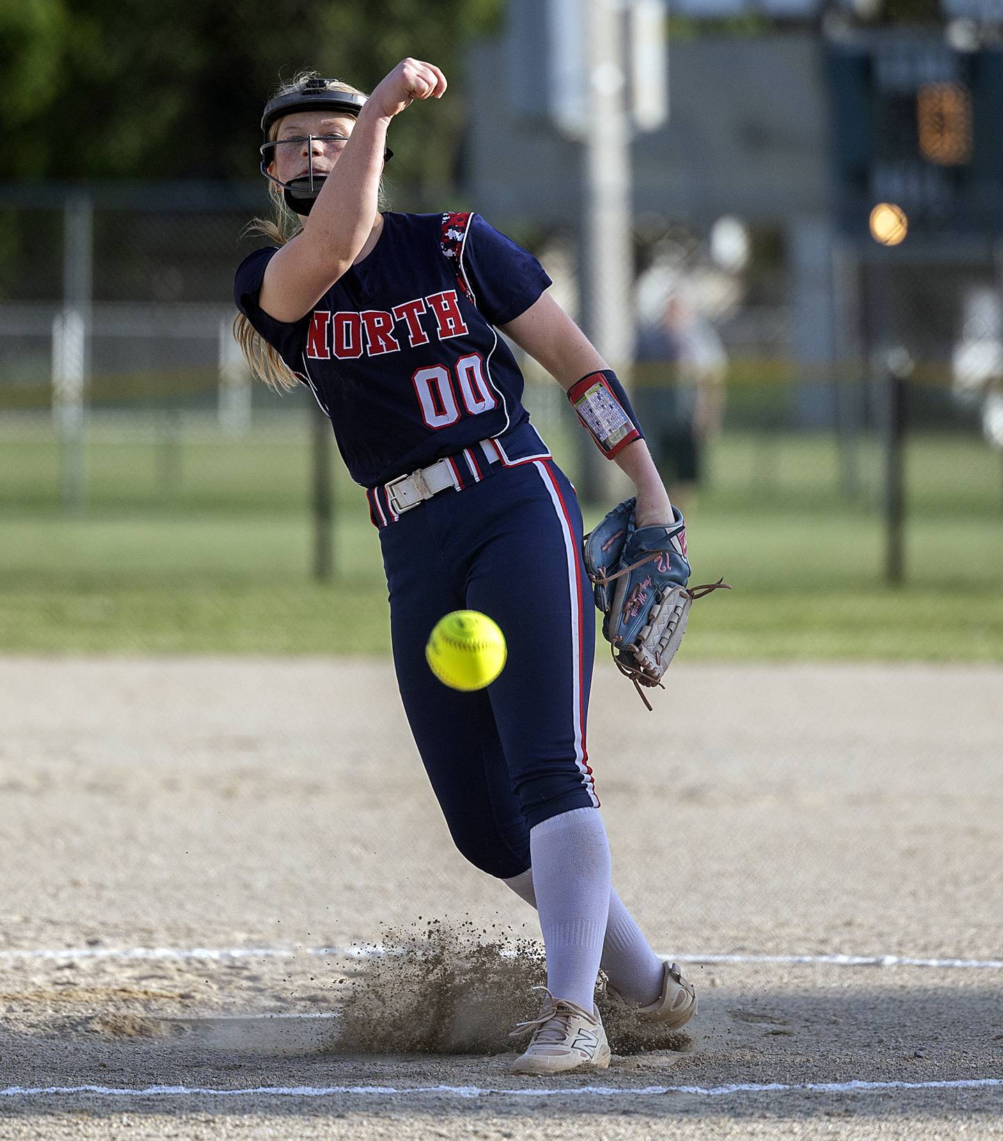Belvidere North’s Ava Morris fires a pitch against Dixon Tuesday, May 27, 2025, during a Class 3A Regional softball game in Dixon.