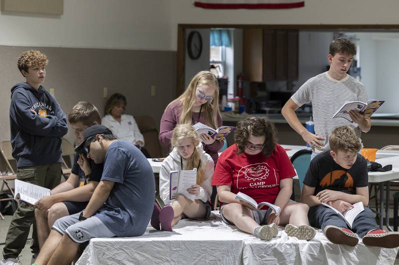 The cast of the Penguin Project of the Sauk Valley rehearse “Willy Wonka Jr.” Tuesday, October. 1, 2024, in Dixon. The group will perform the popular musical in early November.