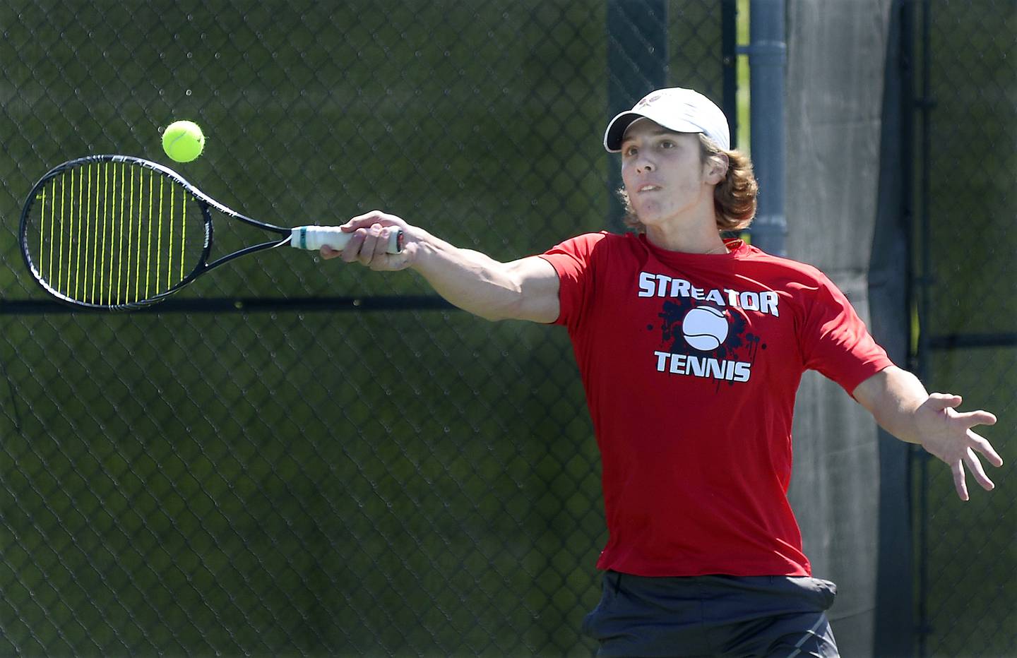 Streator’s Davey Rashid competes in a match against Metamora on Monday during the Class 1A Ottawa Boys Tennis Sectional on Monday, May 23, 2022, at Ottawa.