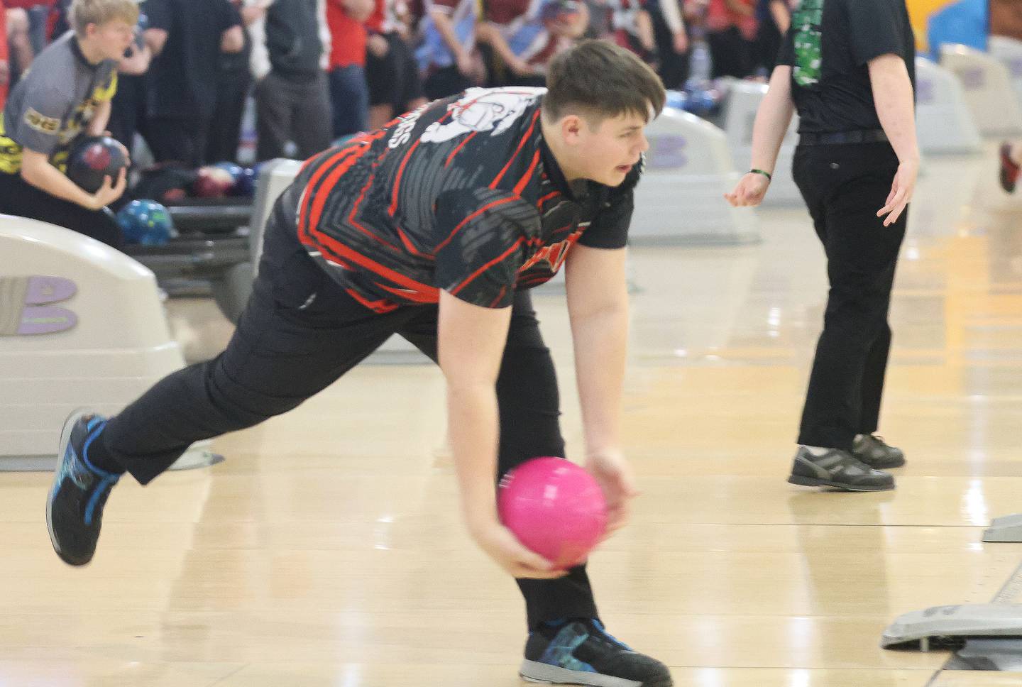 Streator's Tyson Kolojay, bowls on Friday, Jan. 16, 2026 at the Illinois Valley Super Bowl in Peru.