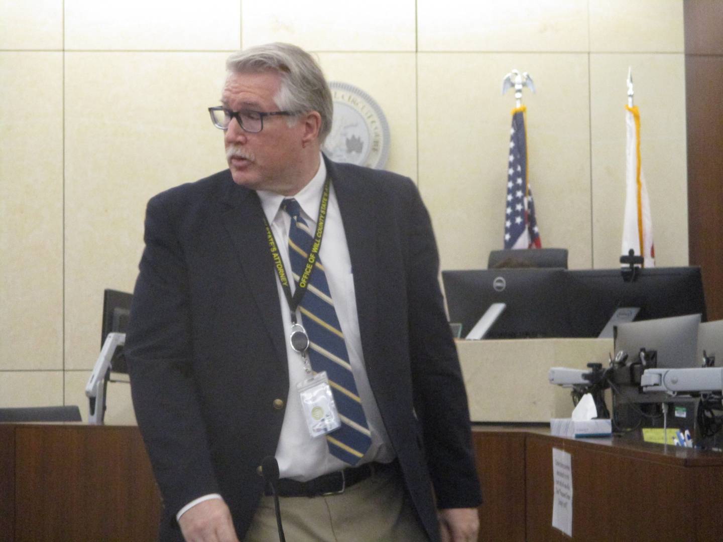 Will County Assistant States Attorney Scott Pyles seen at a court hearing on Thursday in the case challenging Joliet Councilman Juan Moreno's legitimacy to hold office. Dec. 4, 2025