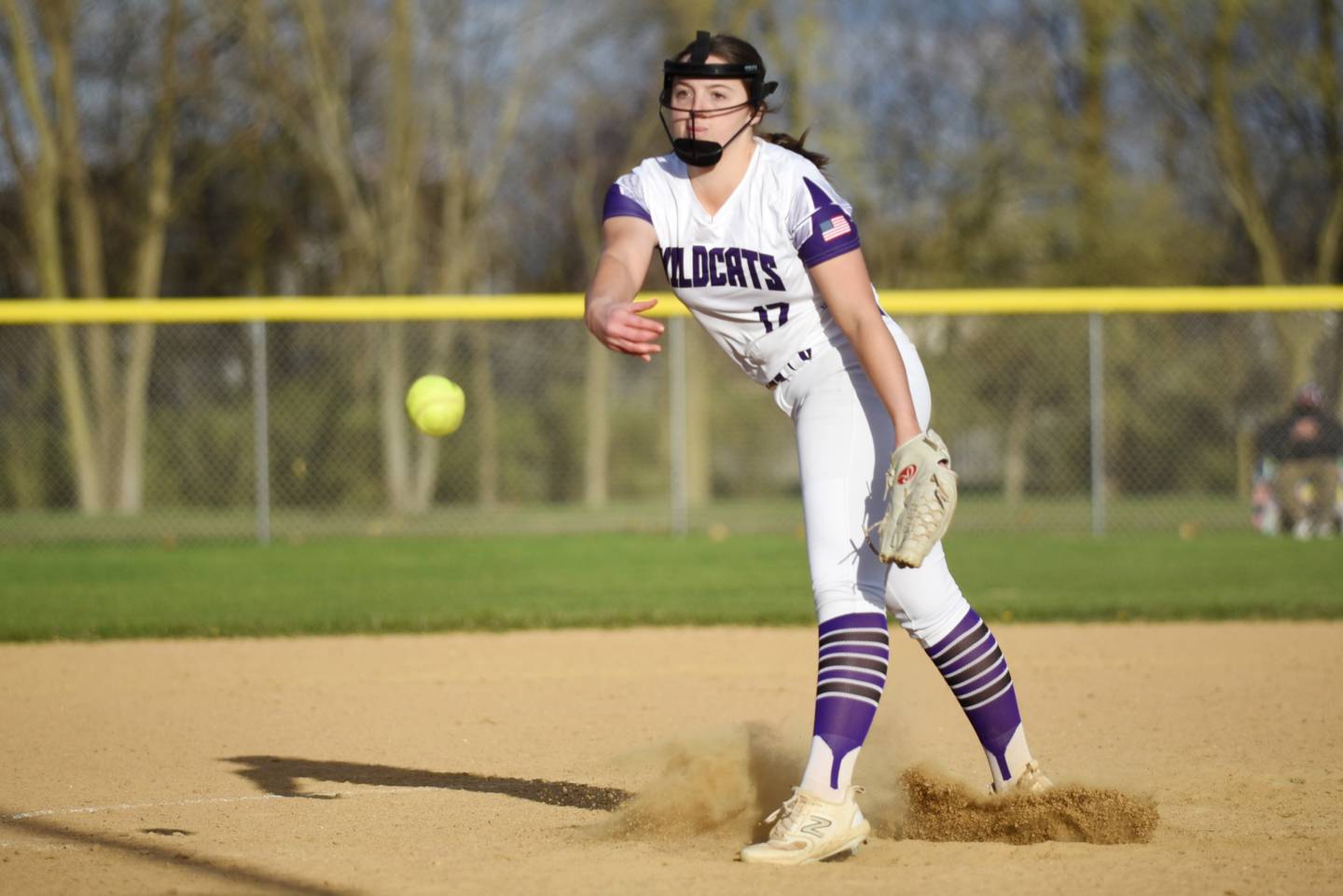 Wilmington's Lexi Strohm throws a pitch during a home game against Herscher Tuesday, April 15, 2025.