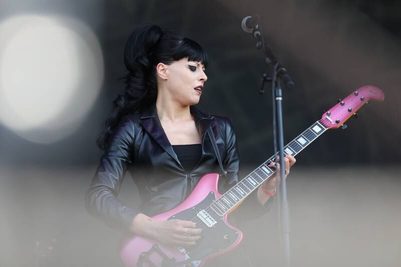 Olivia Jeans performs on the Roots Stage on day one of Riot Fest, Friday, Sept. 15, in Chicago.