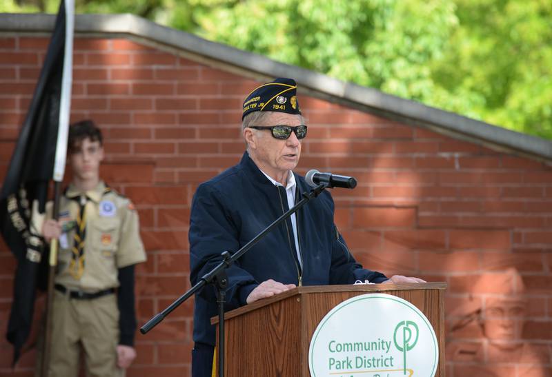 American Legion Post 1941Commander William Kiddon leads the Memorial Day ceremony held at Veterans Memorial Park Monday May 26, 2025.