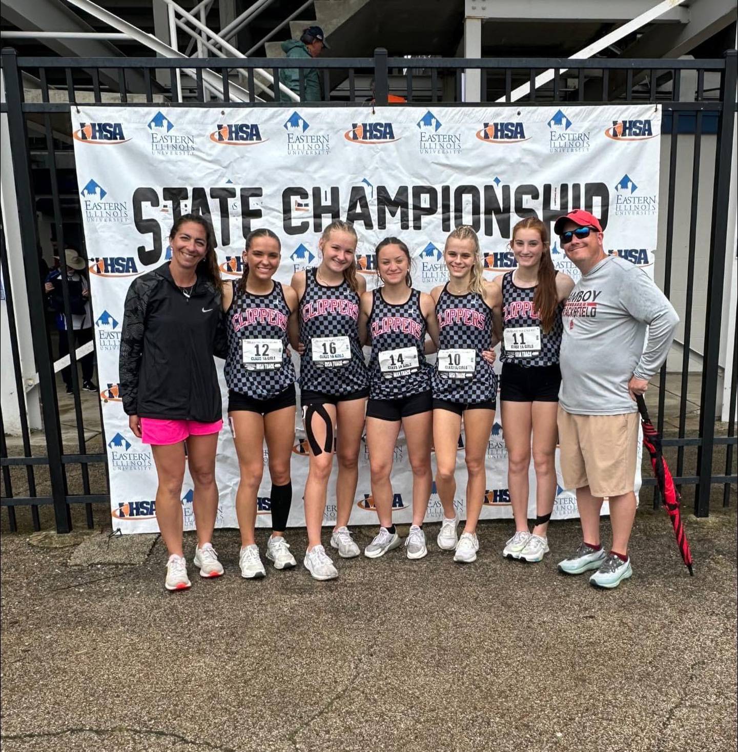 Amboy-LaMoille-Ohio sent a contingent to state including senior Ellie Jones (second from left) and its 4x100 relay of Bella Yanos, Alexa McKendry Maddie Althaus and Jillian Anderson.