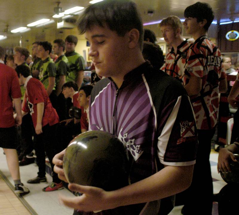 Dixon Bowler Sam Gingras prepare his delivery. Bowling teams  competed in the Sterling Regionals on Saturday, Jan. 17, 2026 at Blackhawk Lanes in Sterling.