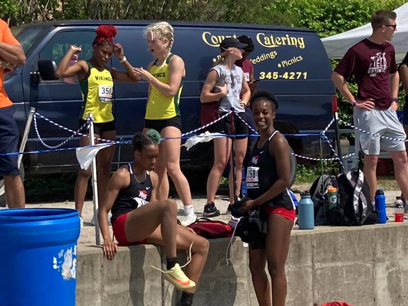 Huntley's Dominique Johnson (left) and Alex Johnson have the top two spots in the Class 3A triple jump at the IHSA Girls Track and Field State Meet.