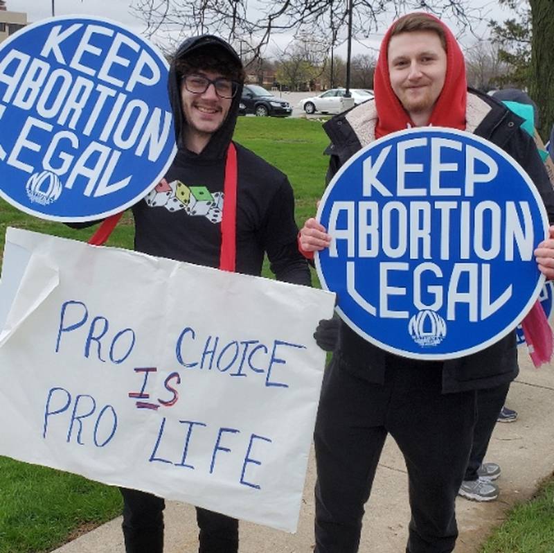 About 40 people attended a rally the evening of Tuesday, May 3, 2022, at the McHenry County courthouse in Woodstock following a leak that showed a majority of U.S. Supreme Court justices signing on to a draft opinion that would overturn Roe v. Wade, organizers said.