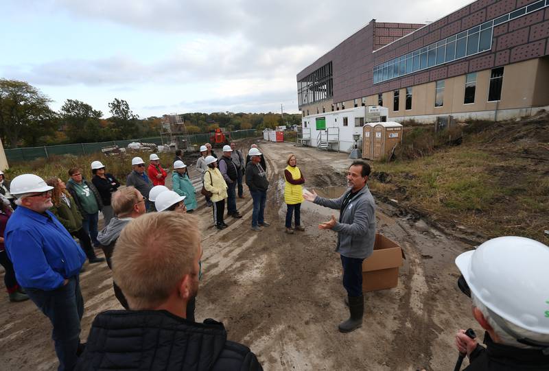Joe Capece Ottawa YMCA executive director, gives a private tour of the new YMCA building on Thursday, Oct. 19, 2023 in Ottawa. Construction on the $25.7 million, 67,000-square-foot riverfront YMCA began a year ago. The facility is expected to be open late  spring of 2024.