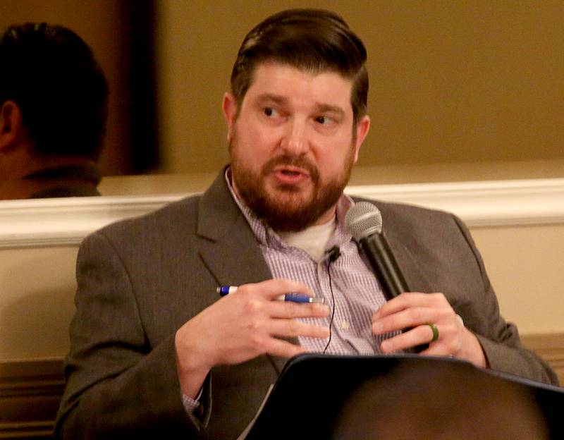 Illinois Valley Chamber of Commerce executive director Bill Zens, speaks during the State of the Cities Luncheon hosted by the Illinois Valley Chamber of Commerce on Thursday, March 16, 2023 at Grand Bear Lodge in Utica.