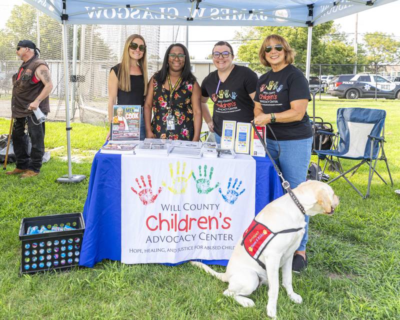 The Will County Children's Advocacy Center booth at the Joliet Police Department's National Night Out event Tuesday, Aug 5, 2025  in Joliet.